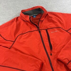 Eddie Bauer First Ascent Mens Large Orange Softshell Full Zip Hiking Jacket L